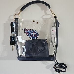 NFL Tennessee Titans Rhinestone Clear Purse, 2 Additional Straps, Inner Bag, NWT